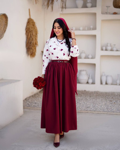 ست شومیز و دامن قلبی با دو سایز 💯❤️۳۰۶