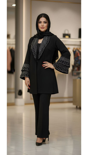 ست مانتو کتی و شلوار مجلسی شیک آستین ورساچ☑️ارسال5روز کاری پس از ثبت✅😄کد37295