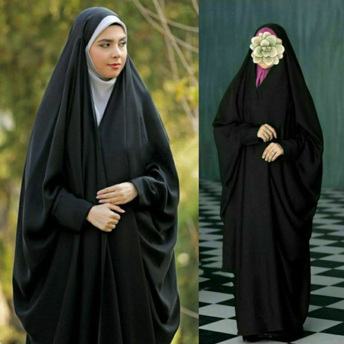 چادر بحرینی صدفی با عرض زیاد کرپ حریر الاسود جذاب کد 2771🖤🛍️