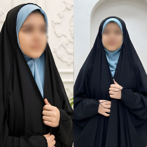 چادر جده منجوق دخترانه کرپ حریر الاسود جذاب کد 1641🖤✅