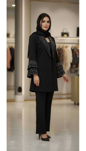 مانتو کتی مجلسی آستین کلوش طرح ورساچه ⭐🌙