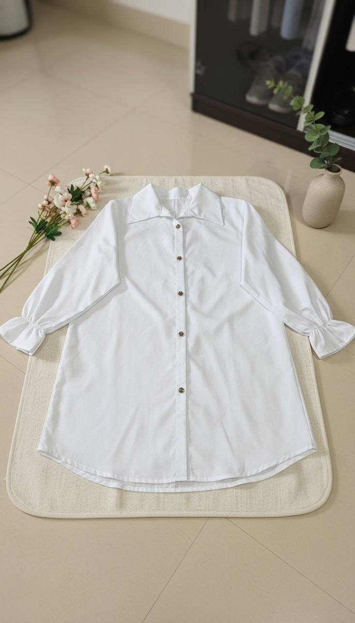 شومیز سفید آستین عروسکی 🌈🌈الیزه