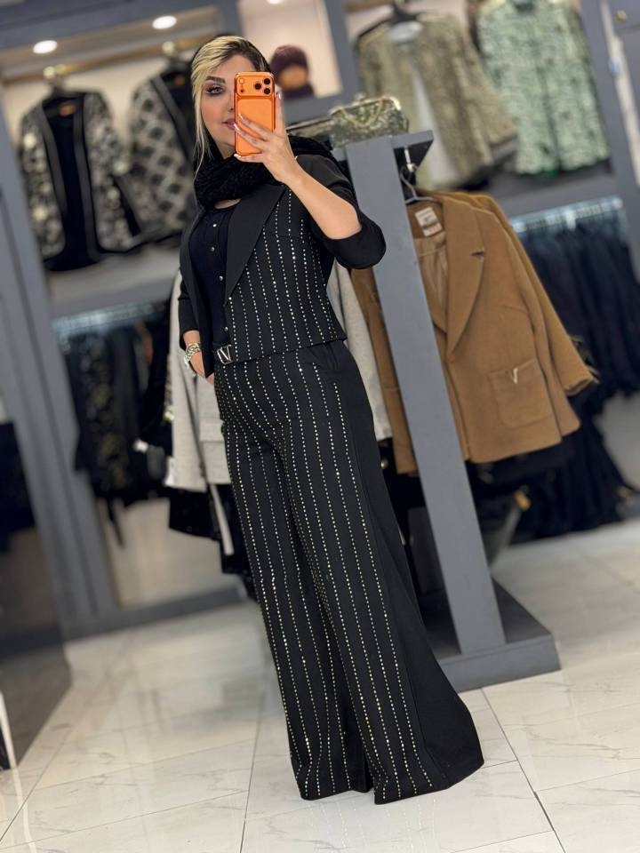 کت شلوار مزونی افشان #7605 شیک و مجلسی  کیفیت عالی✅😍 چیچک