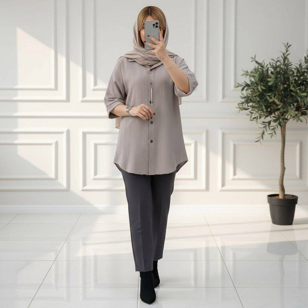 شومیز مانتویی کوک دوری شیک و راحت کیفیت عالی 😍✅89494ساتین