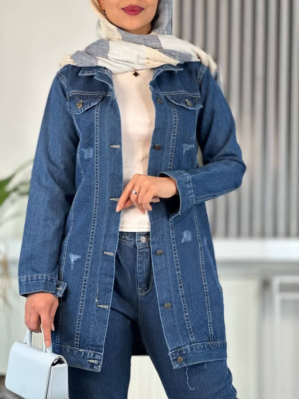 کت جین بلند جنس با کیفیت درجه یک🎀😍کد2813 ترمه