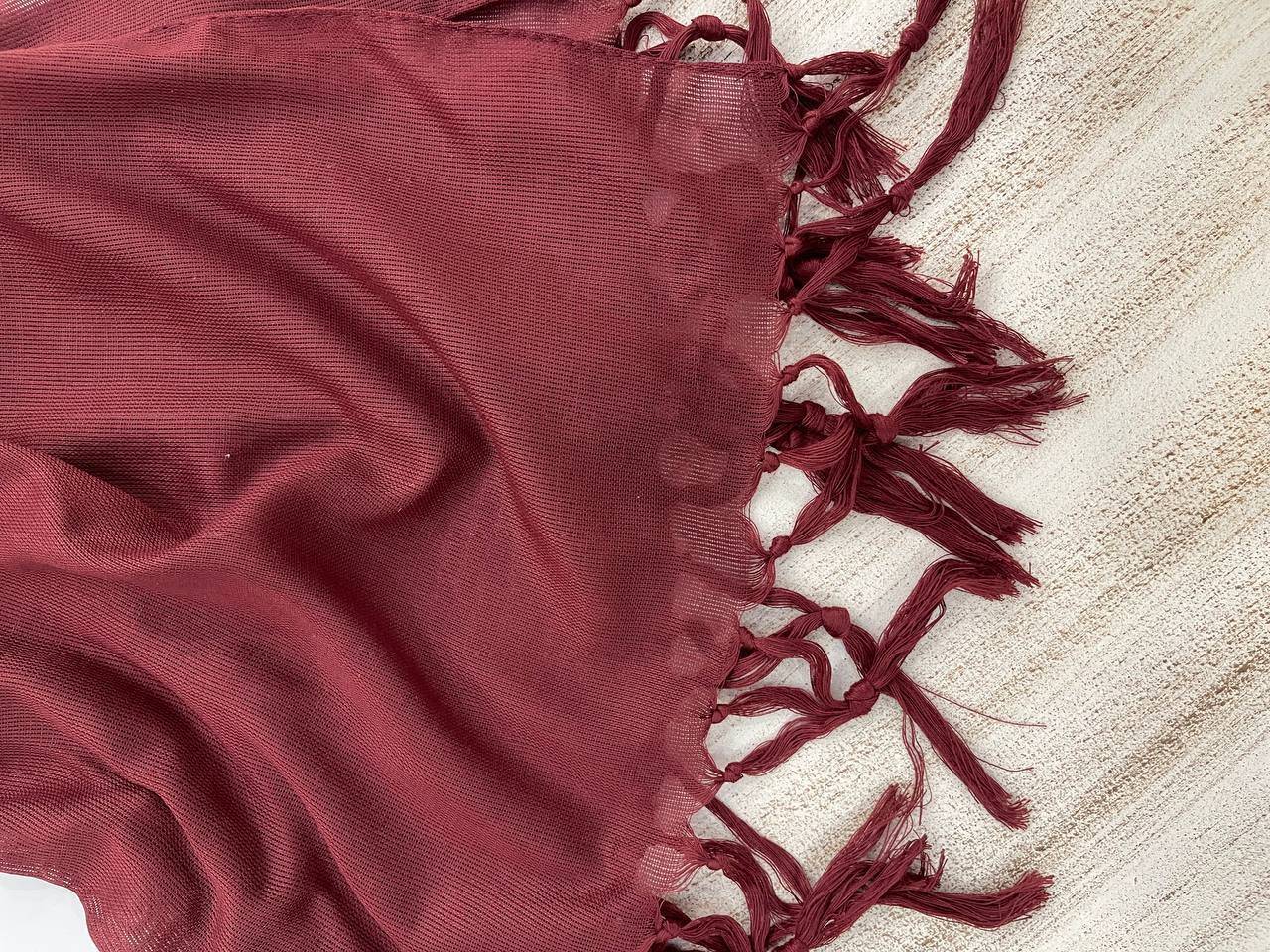 شال نخی تک رنگ زرشکی🫀🎀کد 6814 ترمه