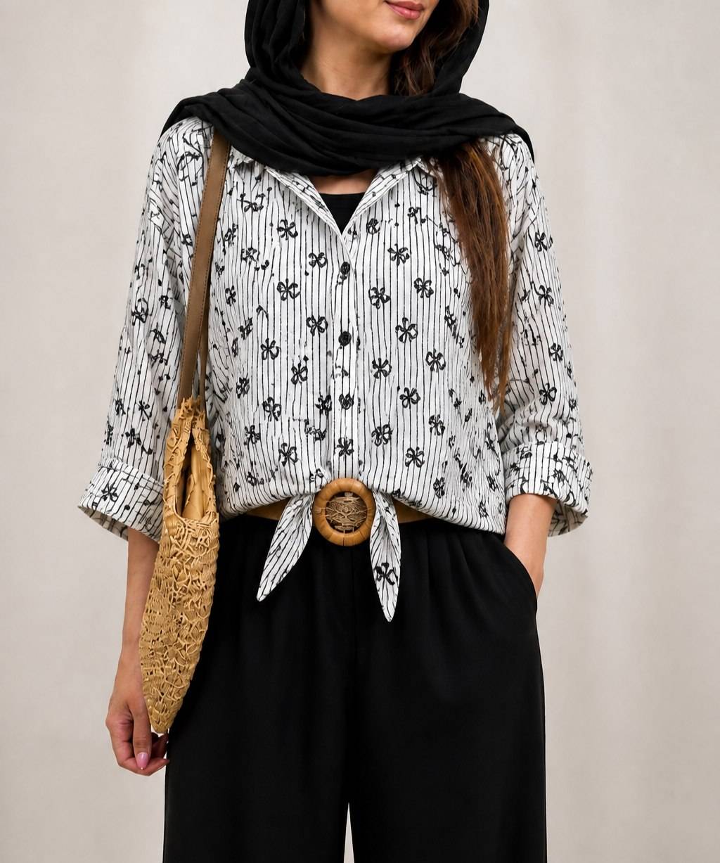 شومیز گره ای پروانه ینزی پفکی خنک  سبک در رنگبندی زیبا 🎀 🎀 کد ۱۳۷۸۳ ستشو