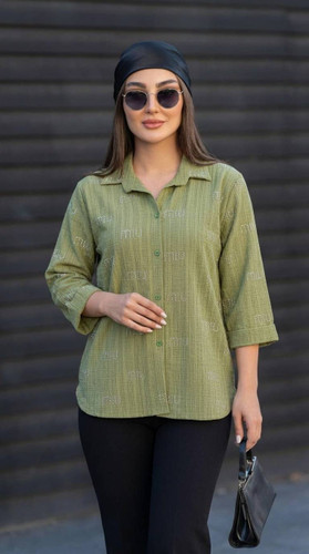 شومیز مانتویی نگینی ترلان ۲۵۵ سوپر کراش درجه یک زیبا وشیک تنخور عالی 🎀🎀کد۱۵۷۹۲ لیدی