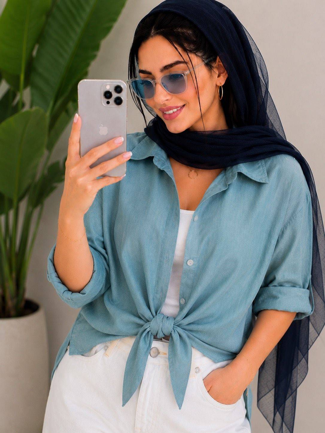 شومیز گره ای لیزری با کیفیت عالی و رنگ بندی کد 75961 تارا