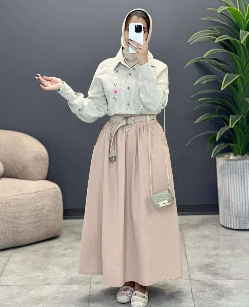 شومیز گلدوزی شبدر تنخور شیک تک رنگ کرم🥰🎀کد 15208 کلار