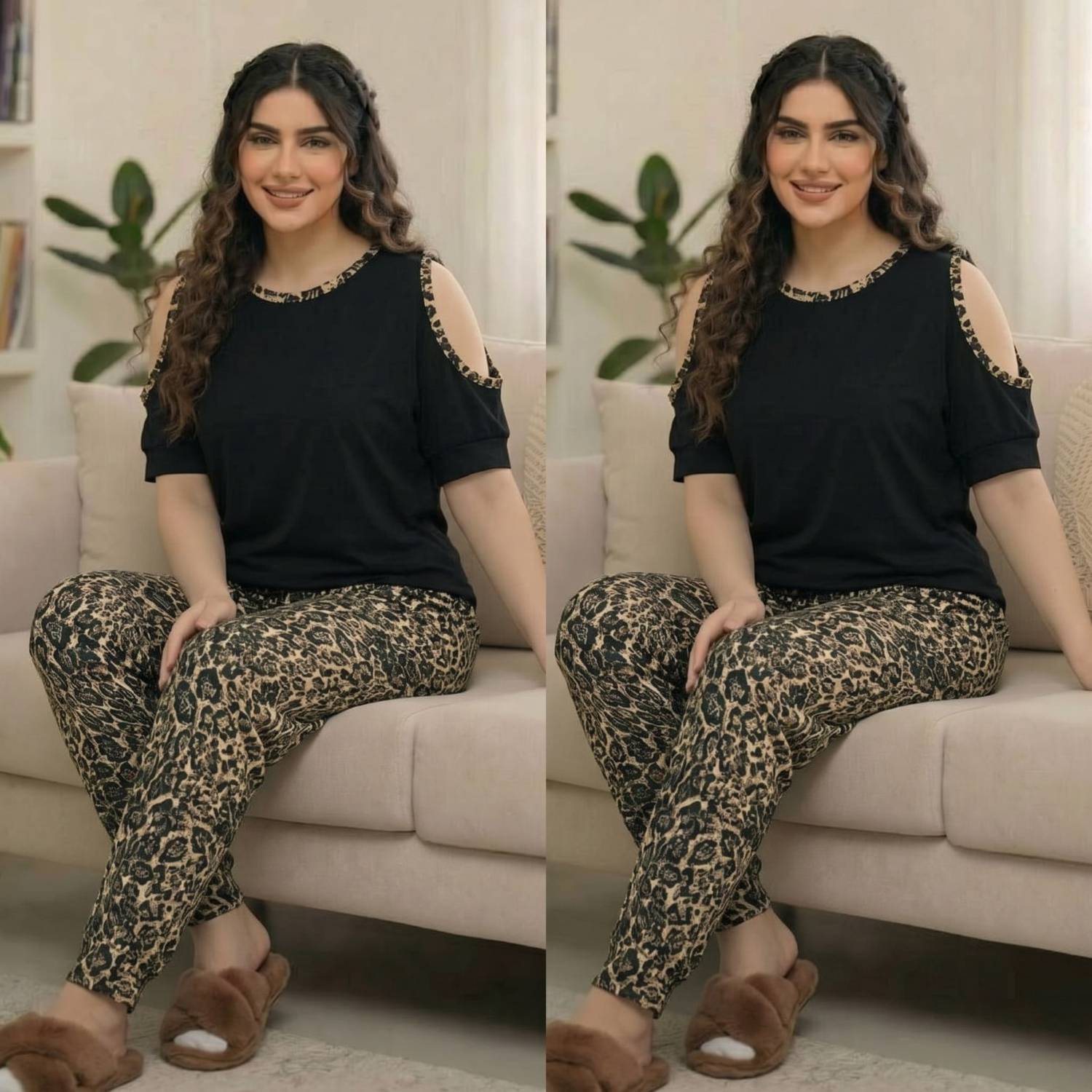 ست تیشرت و شلوار ویسکور کش مدل پرنس کد 16486 الیشکا