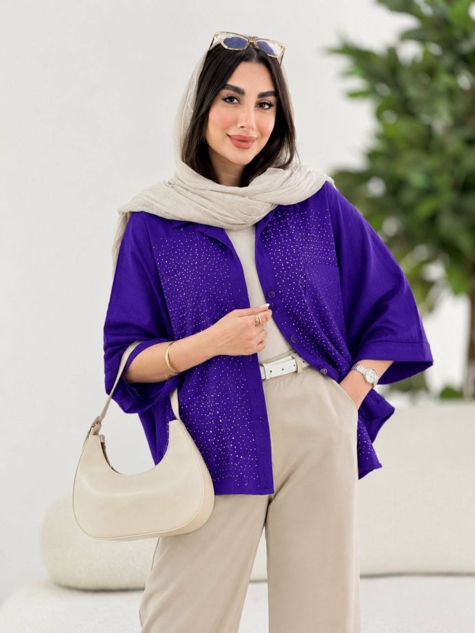 شومیز نگینی نازنین جنس داکرون🥰👌🏻کد 19665 سارین