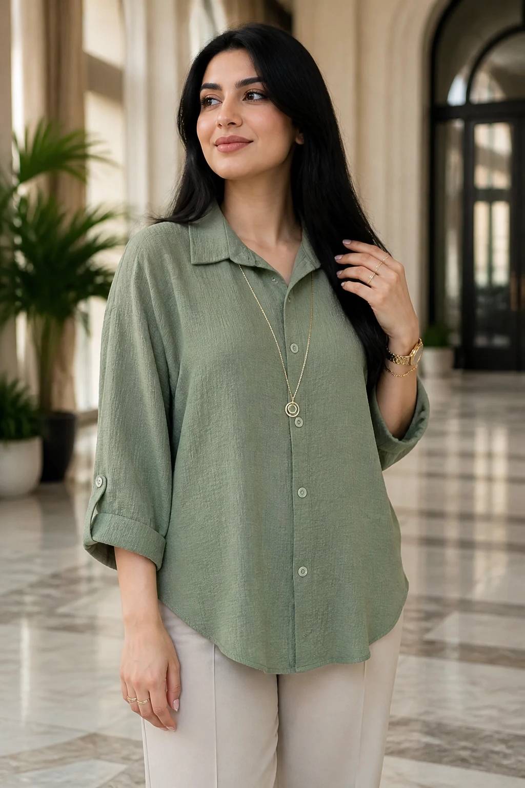 شومیز مانتویی ینزی miu  رنگ بندی 🌈🌈کد ۲۰۹۲۱ مدلند