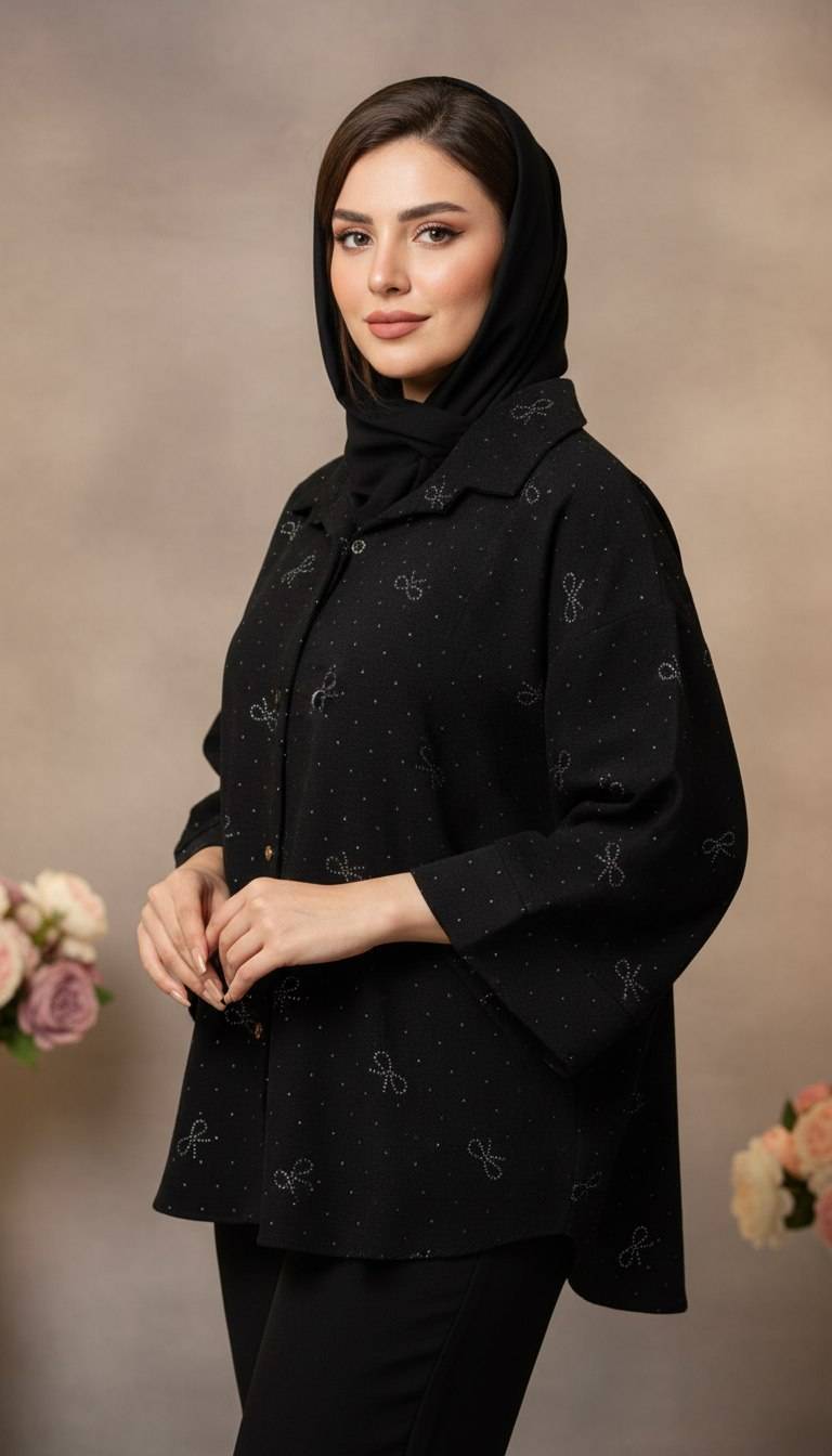 شومیز طناز ینزی خارجی درجه یک تکرنگ مشکی 😍 😍 کد ۱۵۹۰۲ لیدی