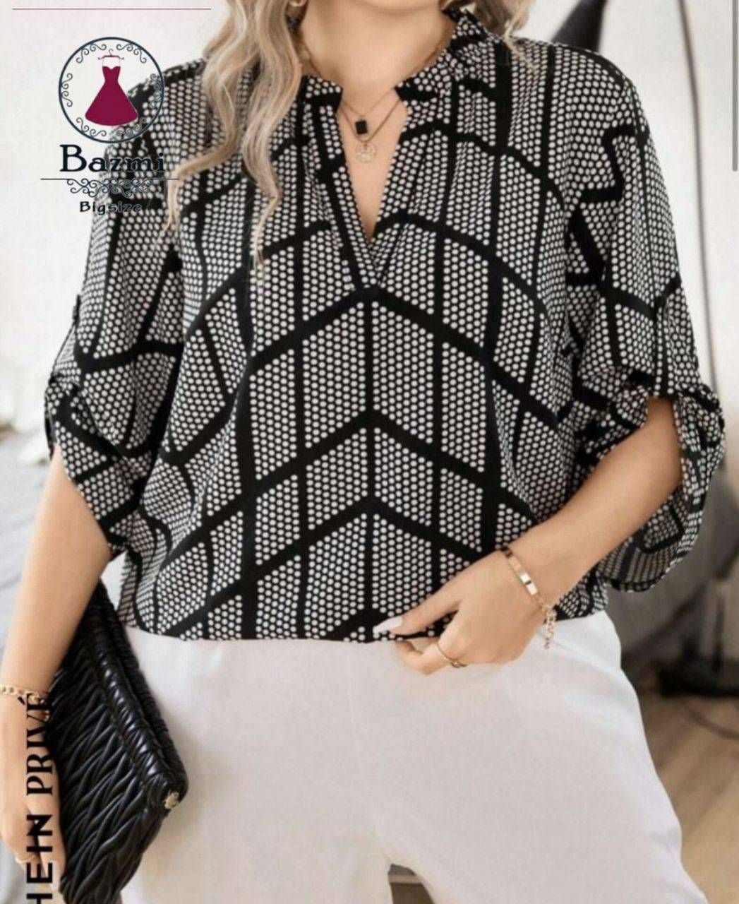 بلوز مجلسی کرپ حریر سایز بزرگ ۰۰۲۴ بزم 💞🌈💯