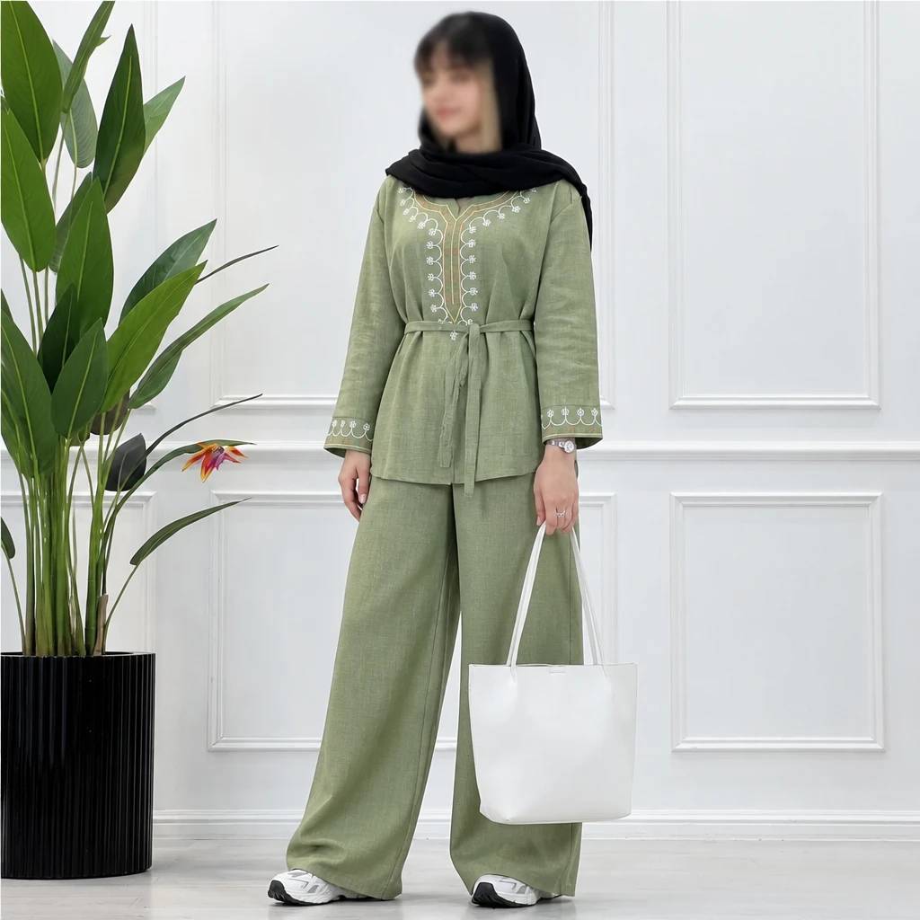 ست تونیک و شلوار شرمین 🌿 با رنگ بندی و کیفیت بسیار عالی ✅والی6214