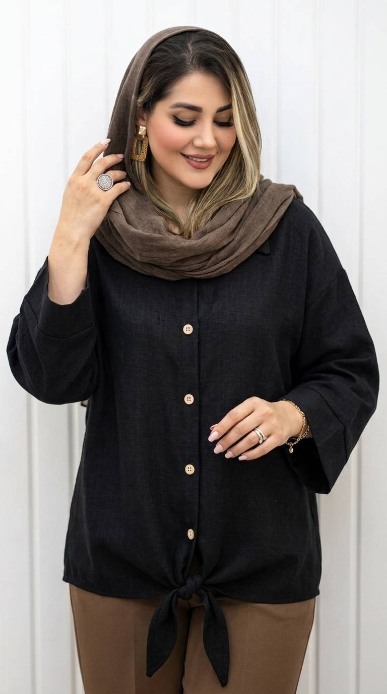 شومیز گره ای ۳۰۲ سوپر شانتون درجه یک در رنگ بندی 🌈 🌈 کد ۲۱۶۶۴ لیدی