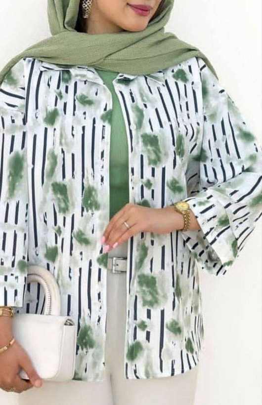 شومیز مانتویی نخی طرح پرنس🌿با رنگ بندی و کیفیت عالی ✅ساری19384