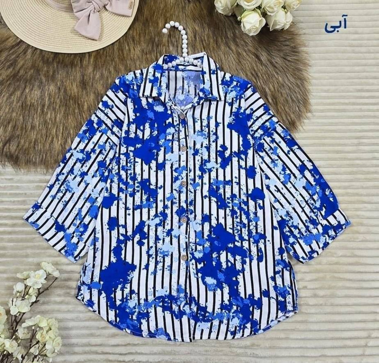 شومیز مانتویی نخی طرح پرنس🌿با رنگ بندی و کیفیت عالی ✅ساری19384