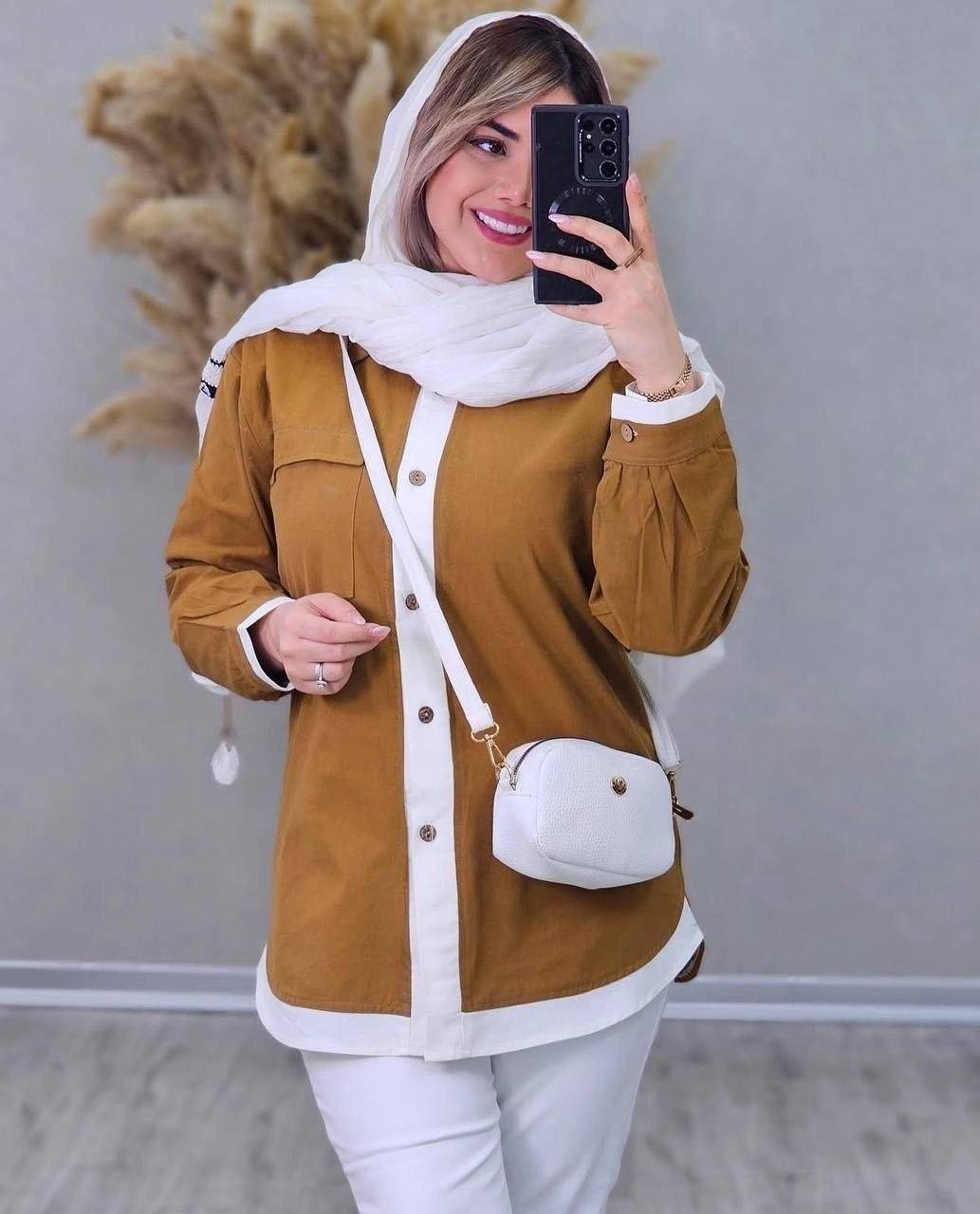 مانتو لنین دو رنگ🌈باکیفیت ورنگ بندی متنوع✅سارین16919