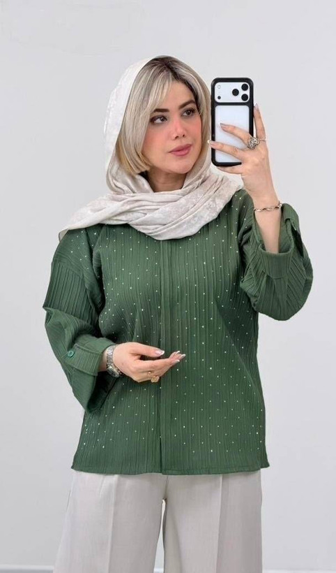 شومیز نگینی مدل ویانا 🌈 با رنگبندی و کیفیت عالی ✅ساری16574