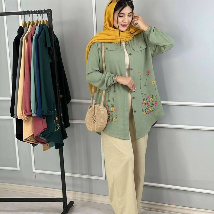 شومیز مانتویی ساناز🌿 با رنگ بندی و کیفیت عالی ✅والی10253