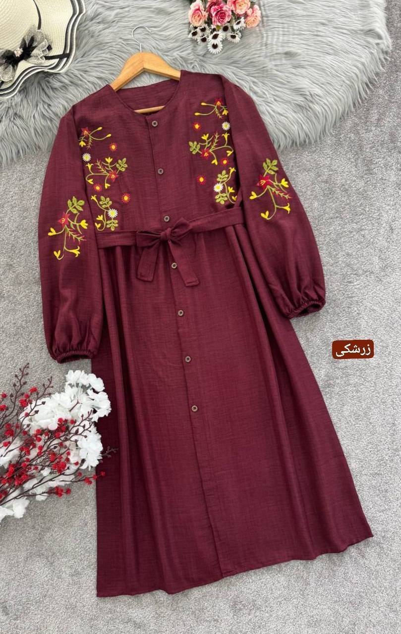 مانتو گلدوزی باران 🌿با پارچه شانتون درجه یک و رنگ بندی ✅والی7331