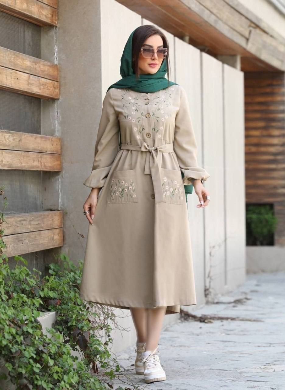 مانتو گلدوزی نهال 🌿 با رنگ بندی و کیفیت عالی ✅والی4654