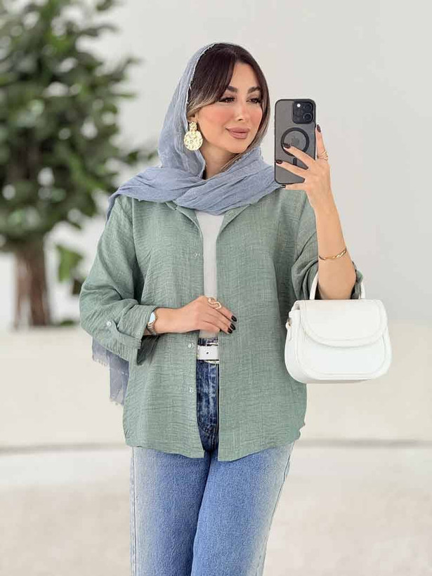 شومیز مانتویی مدل بلانکا 🌿 با رنگبندی و کیفیت عالی ✅الیش16022