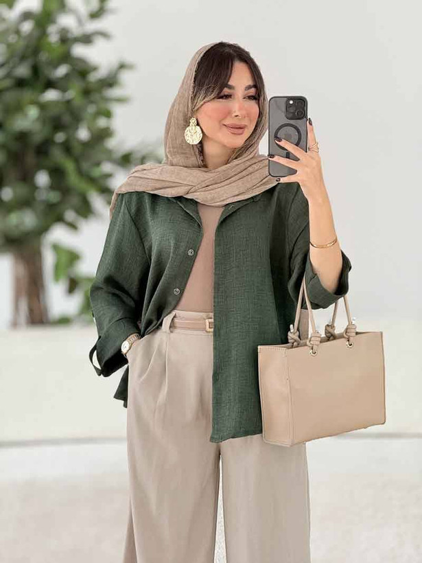 شومیز مانتویی مدل بلانکا 🌿 با رنگبندی و کیفیت عالی ✅الیش16022