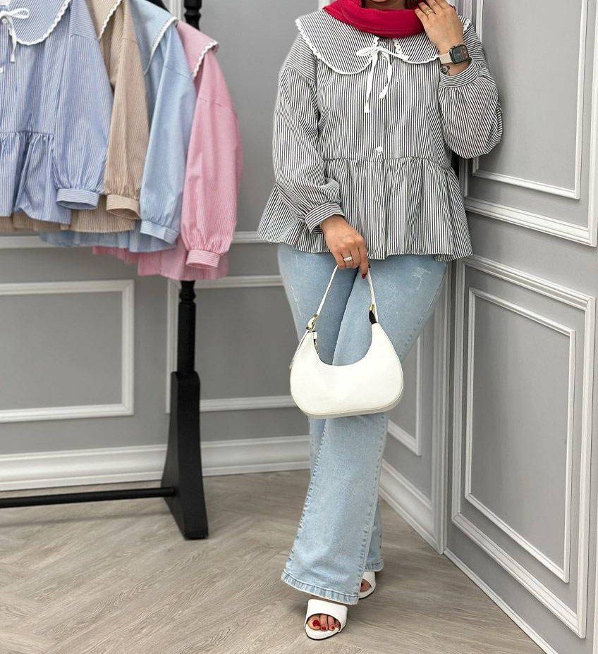 شومیز یقه نخی خارجی وارداتی🛍💯💞۱۵۴۱۱ نفیس