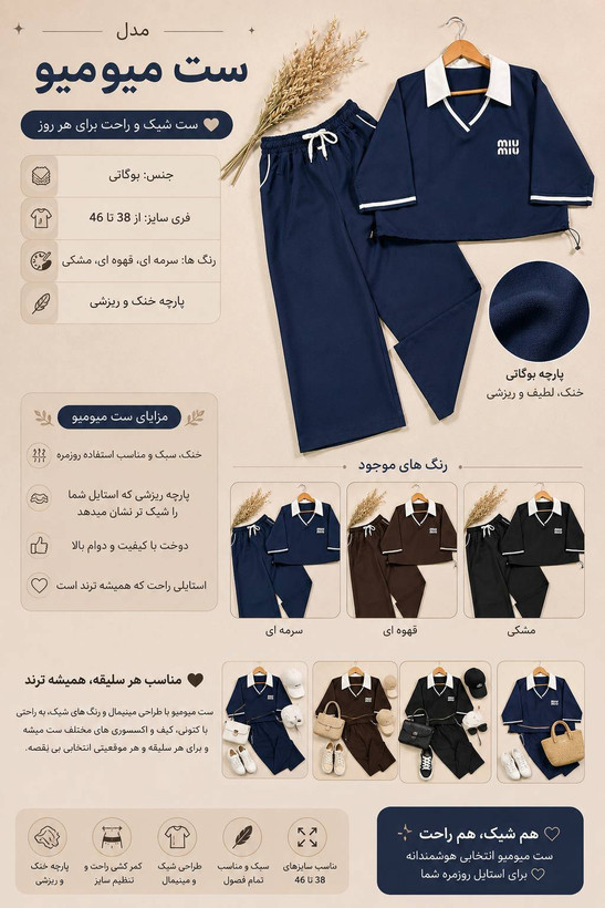 ست میومیو تنخور زیبا و شیک 🫀🎀کد 21645 ترمه
