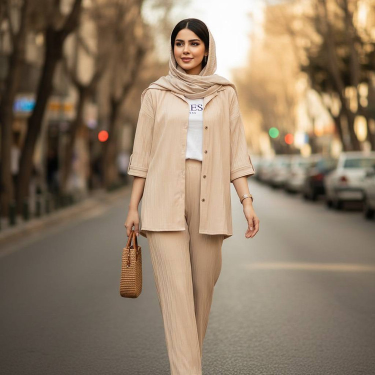 شومیز شلوار هستی تک رنگ زیبا 😍🌹کد 15620 ماه