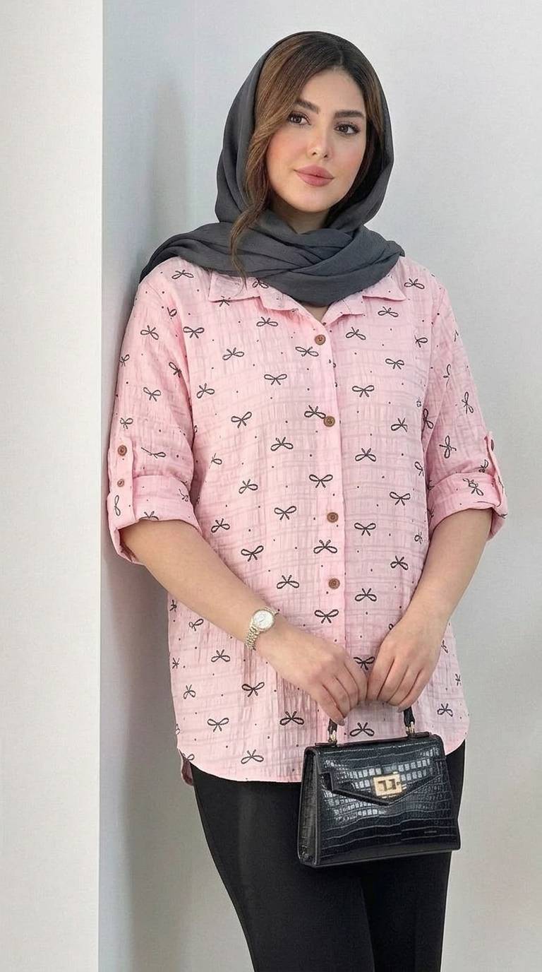 شومیز طرح پاپیون 🎀 با رنگ بندی و کیفیت بسیار عالی ✅ ارغوان100831