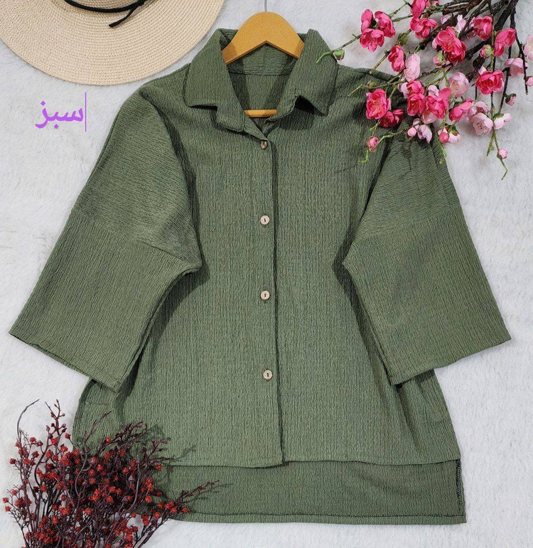 شومیز مانتویی باکسی گلی 🥰🌹کد 527 شانی