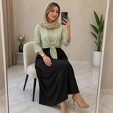 شومیز گرهای و دامن ستوده 🌿 با رنگ بندی و کیفیت بسیار عالی ✅والی۲۱۰۸۸