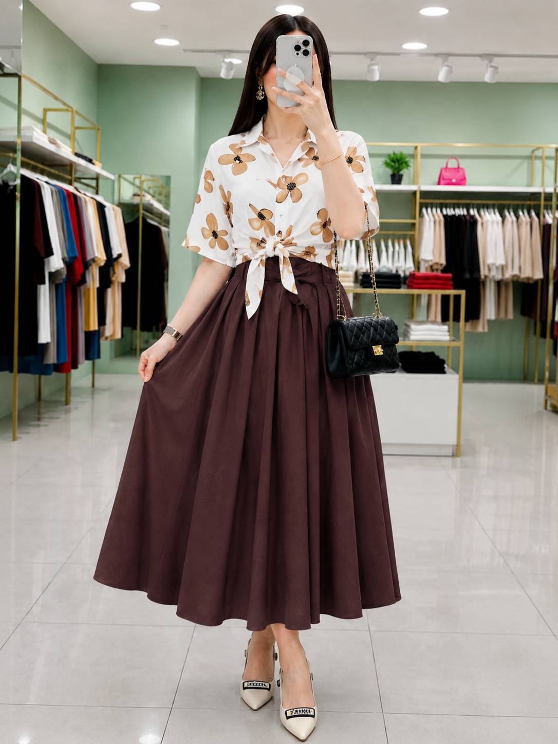 ست شومیز دامن رزگل 🥰😍کد 676 آدراپانا