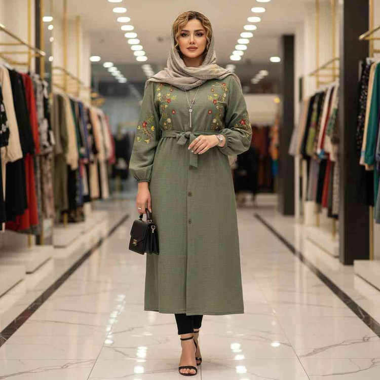 مانتوگلدوزی باران 🌿 با کیفیت عالی ✅والی7331