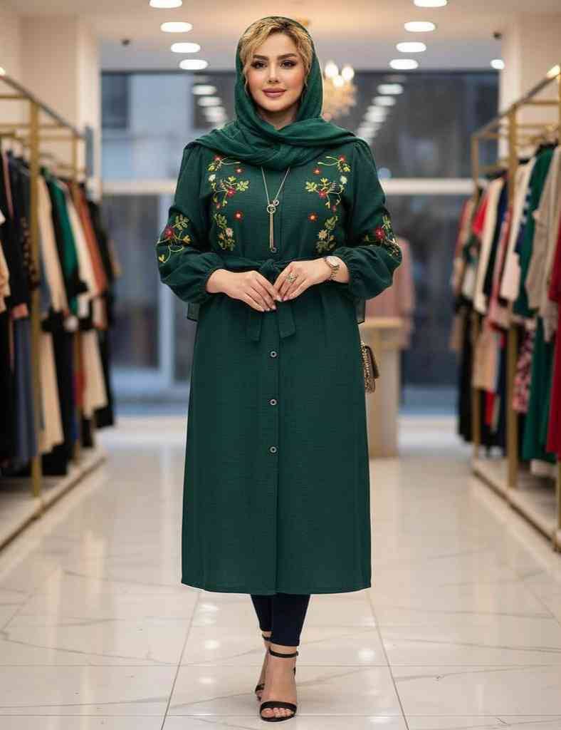 مانتوگلدوزی باران 🌿 با کیفیت عالی ✅والی7331
