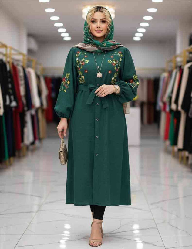 مانتوگلدوزی باران 🌿 با کیفیت عالی ✅والی7331