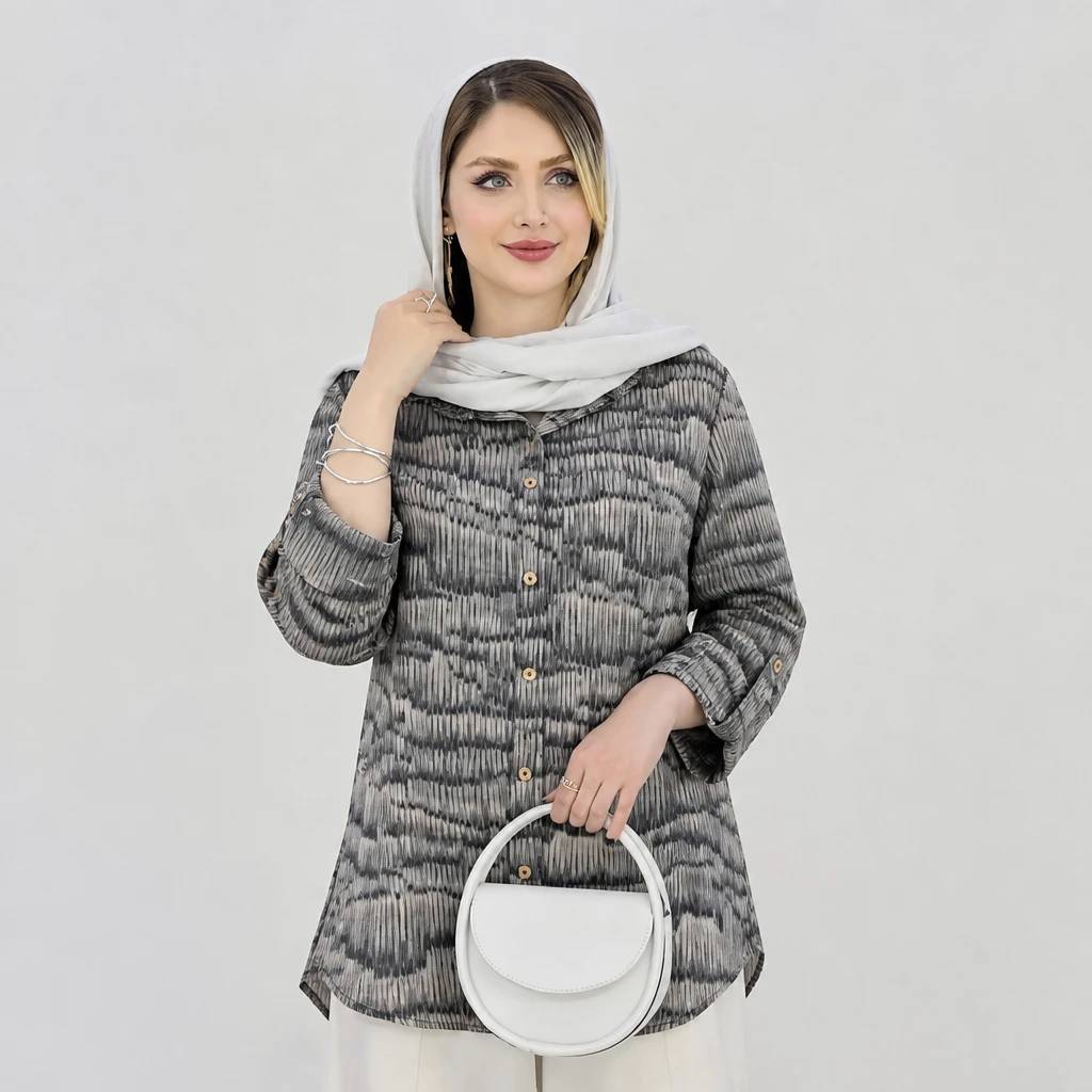 شومیز مانتوی گازوئیلی غزل 🌿 با رنگ بندی و کیفیت عالی ✅والی21180