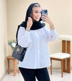 شومیز داکرون سوپر نخ داکرون تکرنگ سفید 🥰🥰کد۲۱۹۲۳ نیکی