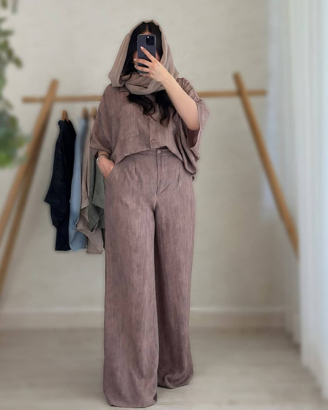 ست شومیز و شلوار اطلس 🌿 با رنگ بندی و کیفیت عالی✅ الیش13288