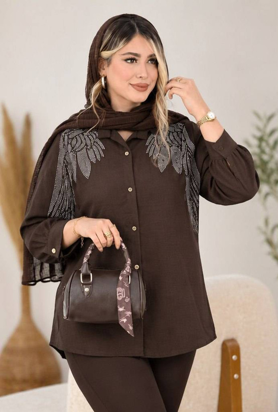 شومیز مجلسی طاووس 🌿 با رنگ بندی و کیفیت عالی✅ الیش13814
