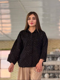 شومیز مانتو آستین کیمونو نگین کاری شده 🥰❤️کد 230 شیک