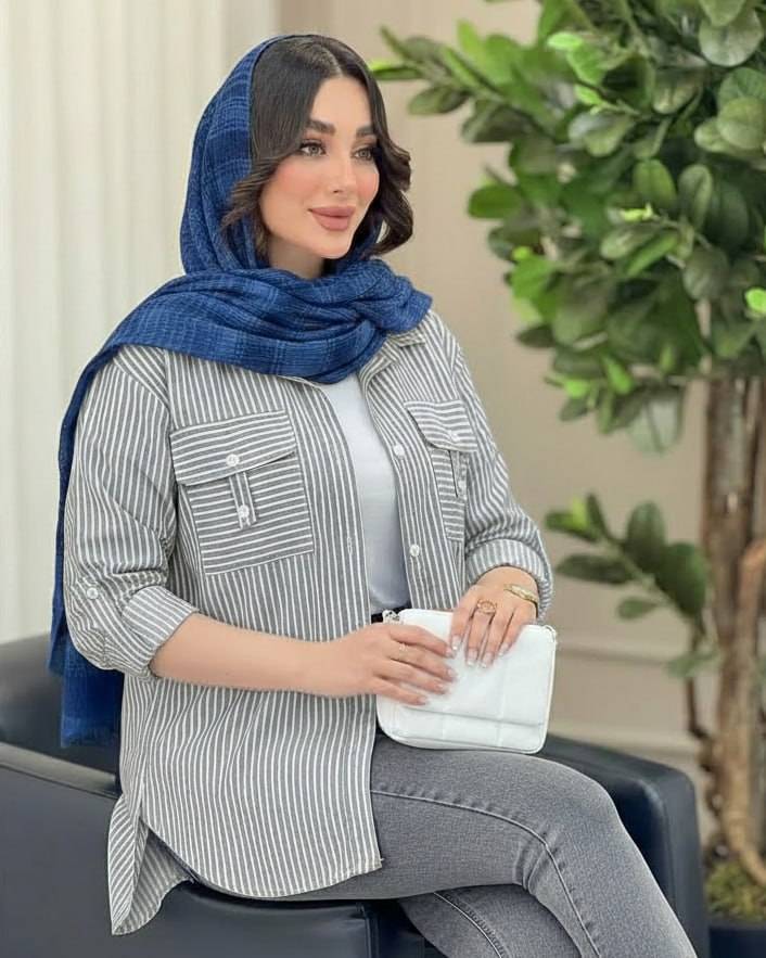 شومیز مانتویی جیب صلیبی✅ با کیفیت عالی 🌿الیش16758