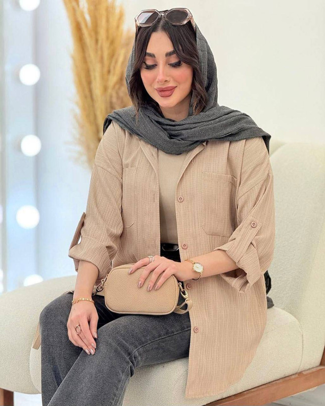 شومیز دکمه دار ستایش🥰♥کد 14038 طاها