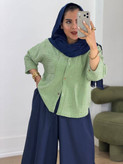 شومیز مانتویی باکسی شفق جنس مراکشی😍✅✨کد 22056 سارین