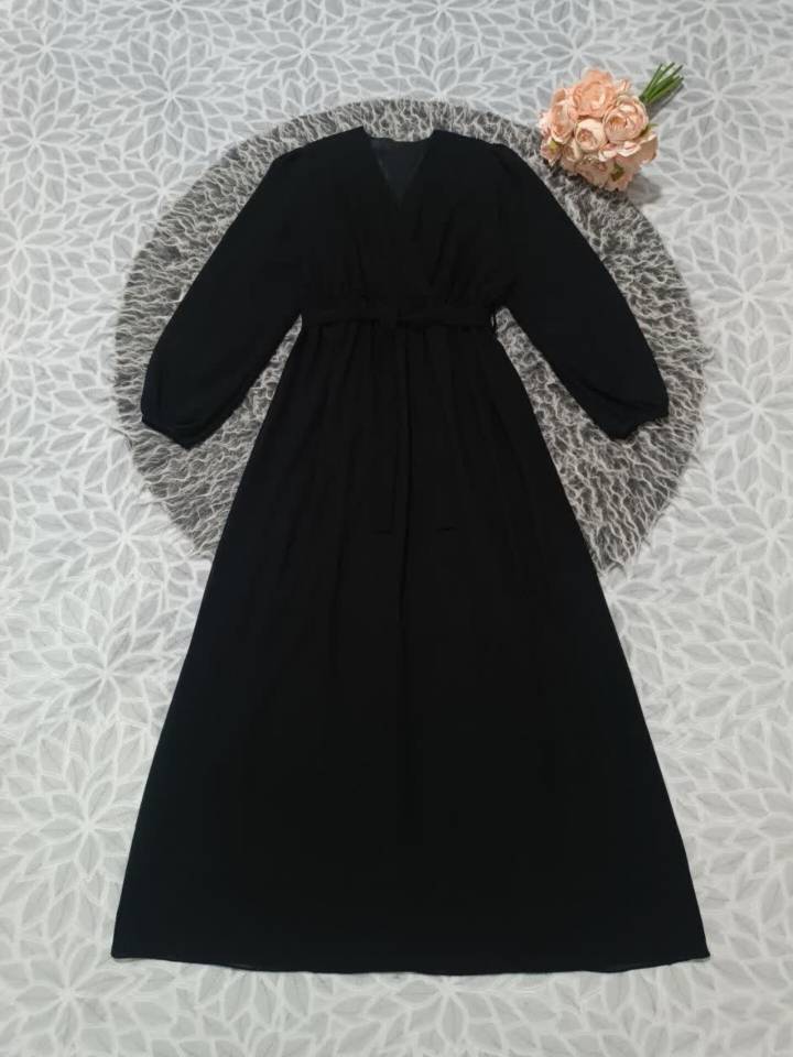 پیراهن مجلسی جت بلک حریر شیفون شکری تکرنگ 😍😍کد۲۲۰۴۲ دلتا