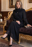 پیراهن مجلسی جت بلک حریر شیفون شکری تکرنگ 😍😍کد۲۲۰۴۲ دلتا